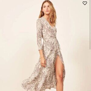 Reformation Snake Print Midi Dress